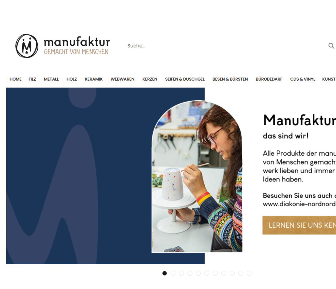 Die Startseite der Homepage manufaktur-luebeck.de
